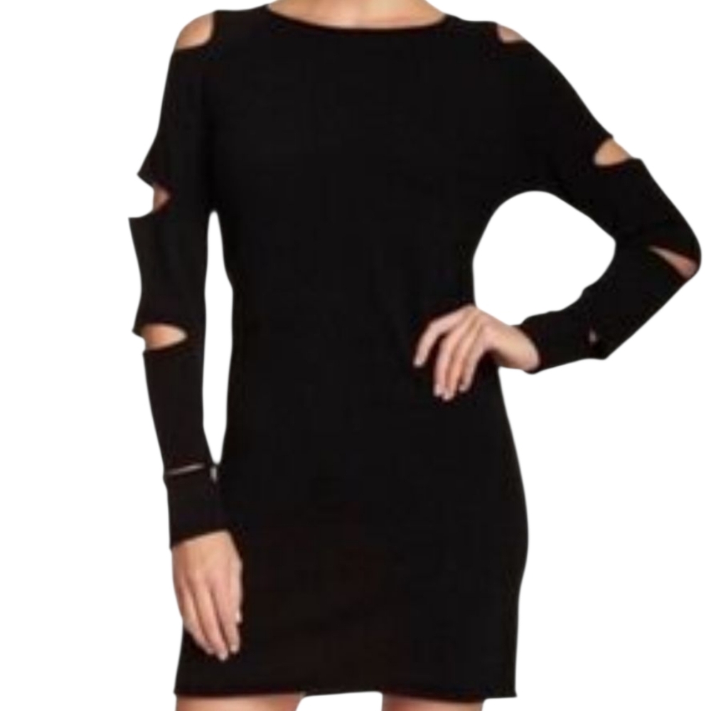 Skull Cashmere Cashmere Elegant Black Cut-Out Mini Dress Size Medium
